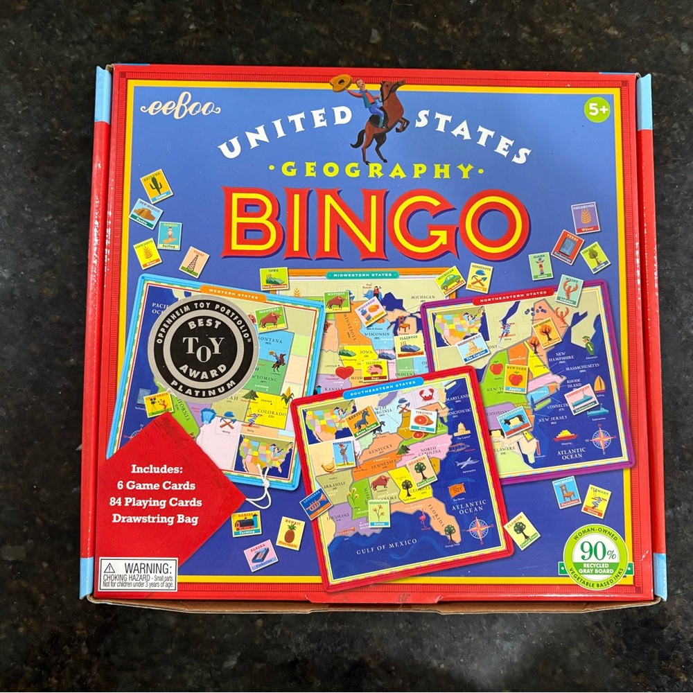 United States Geography Bingo Game - Red and Blue